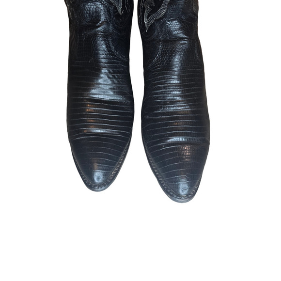 DAN POST Black Teju Lizard Leather Cowboy Boots Men’s 8.5 D Made USA 16830 main image 7